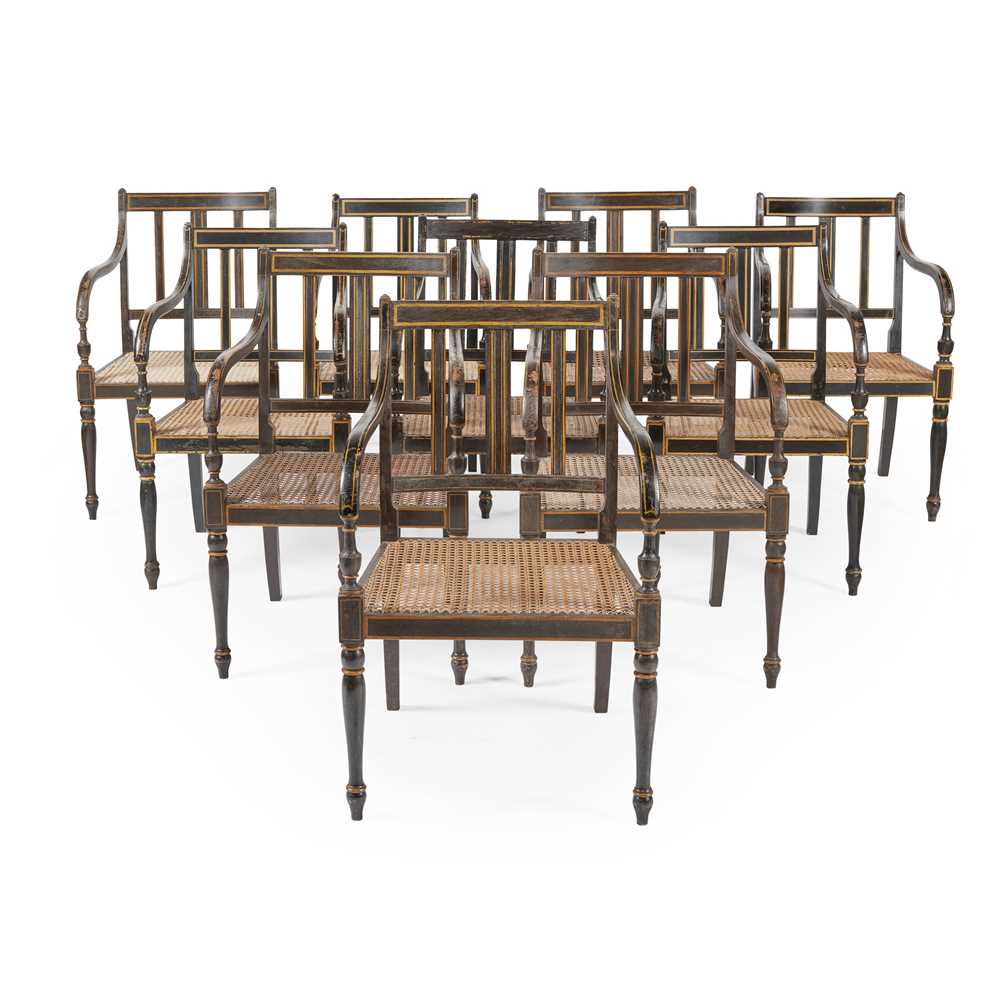 SET OF TEN REGENCY STYLE EBONISED