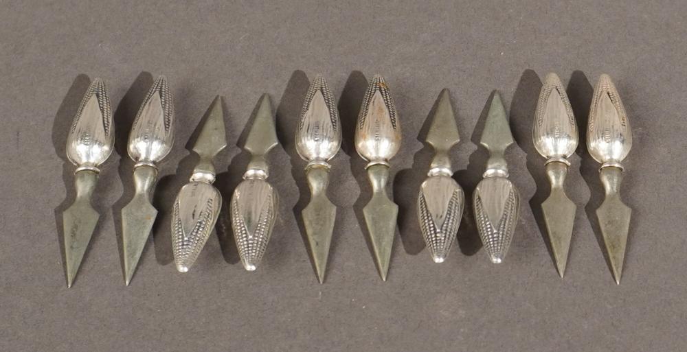 SET OF TEN STERLING SILVER AND