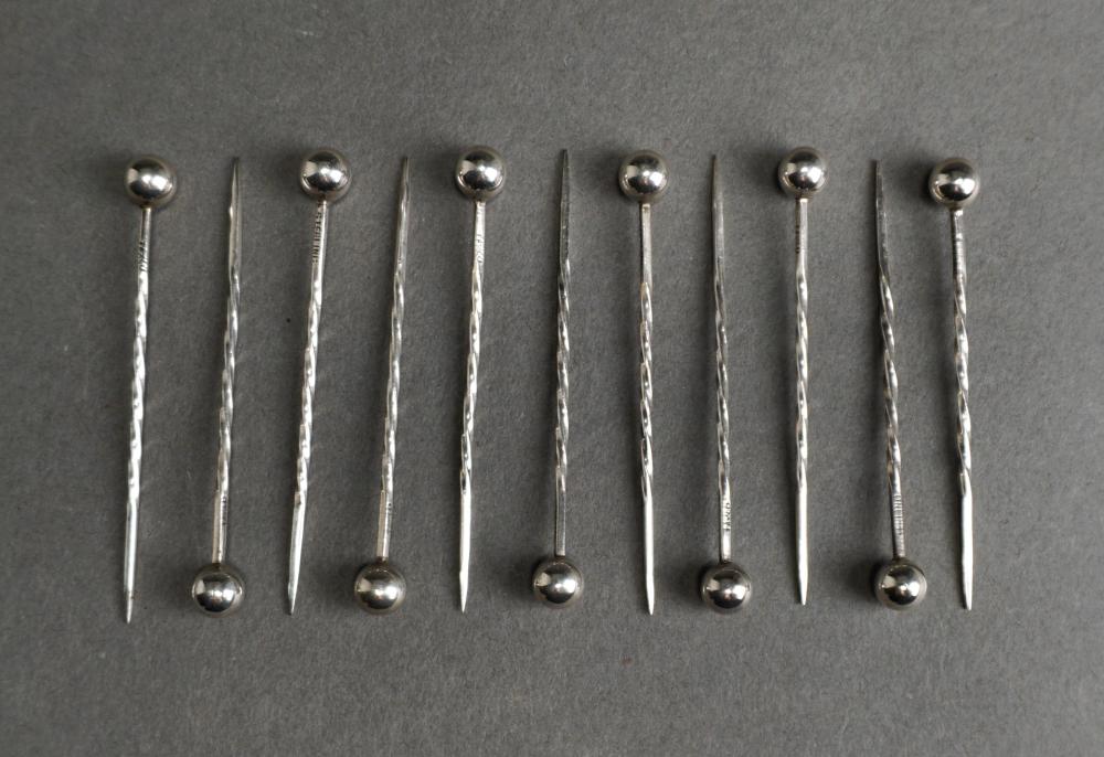 SET OF TEN STERLING SILVER FOOD
