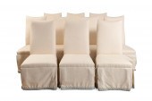 SET OF TEN WHITE UPHOLSTERED D