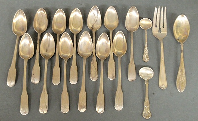 Set of thirteen coin silver