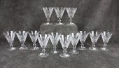 SET OF THIRTEEN CUT CRYSTAL CL