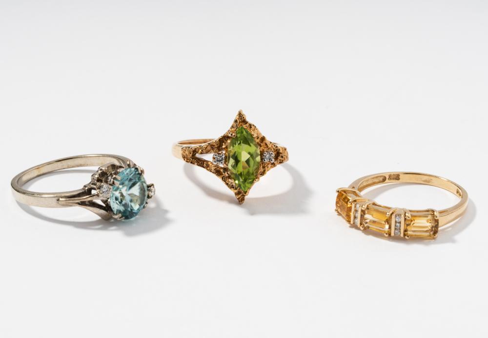 SET OF THREE 14 KARAT YELLOW GOLD