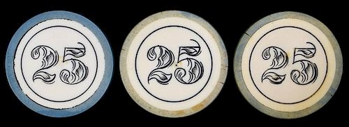 SET OF THREE $25 SCRIMSHAWED