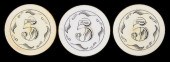 SET OF THREE $5 SCRIMSHAWED IV