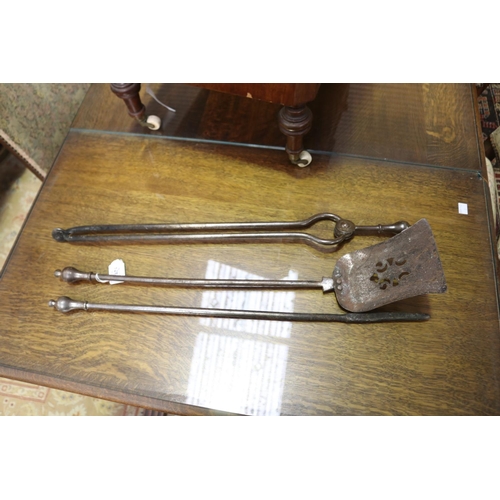 Set of three antique polished steel