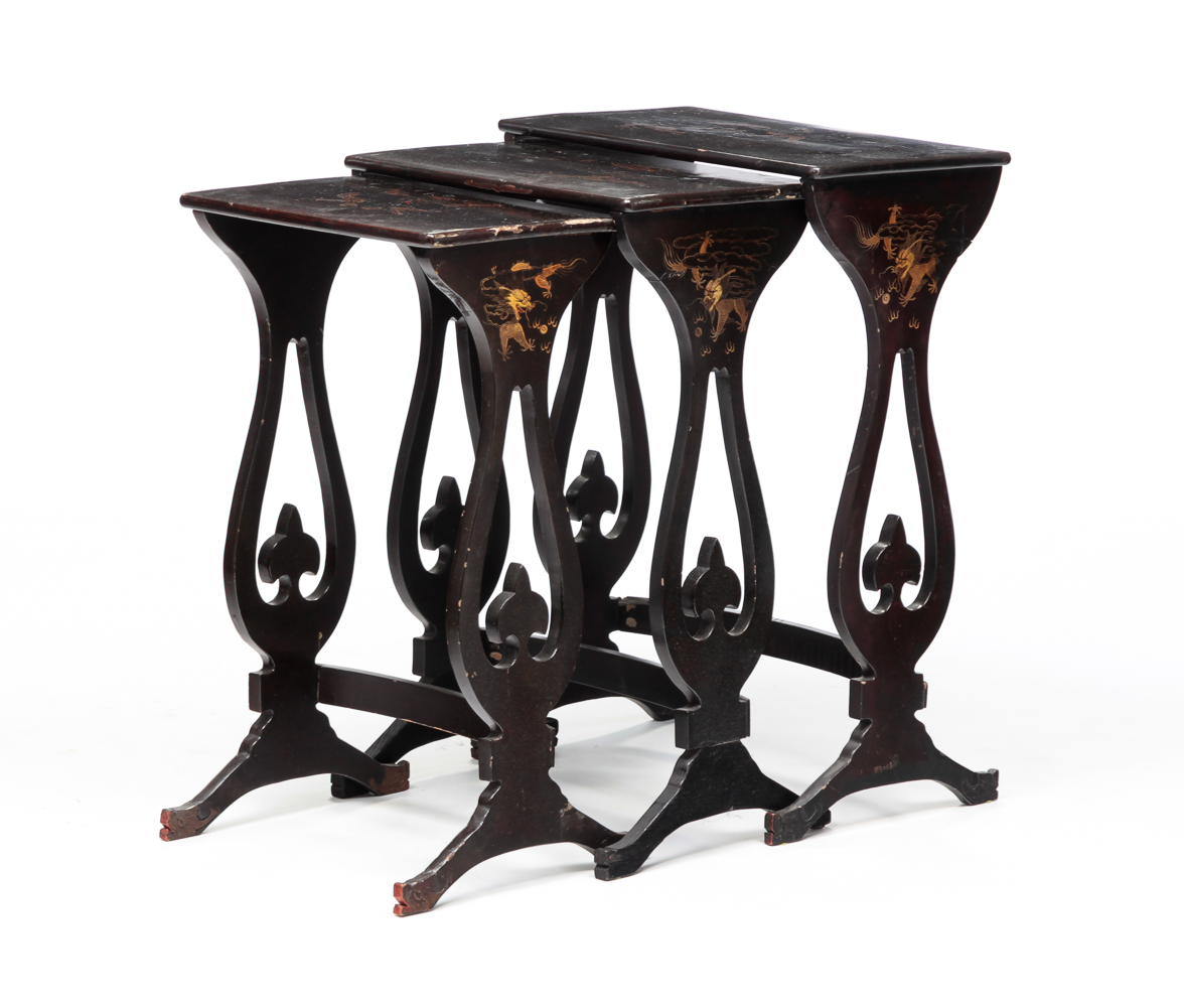 SET OF THREE ASIAN LACQUERED