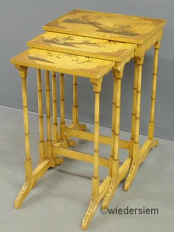Set of three Asian style paint