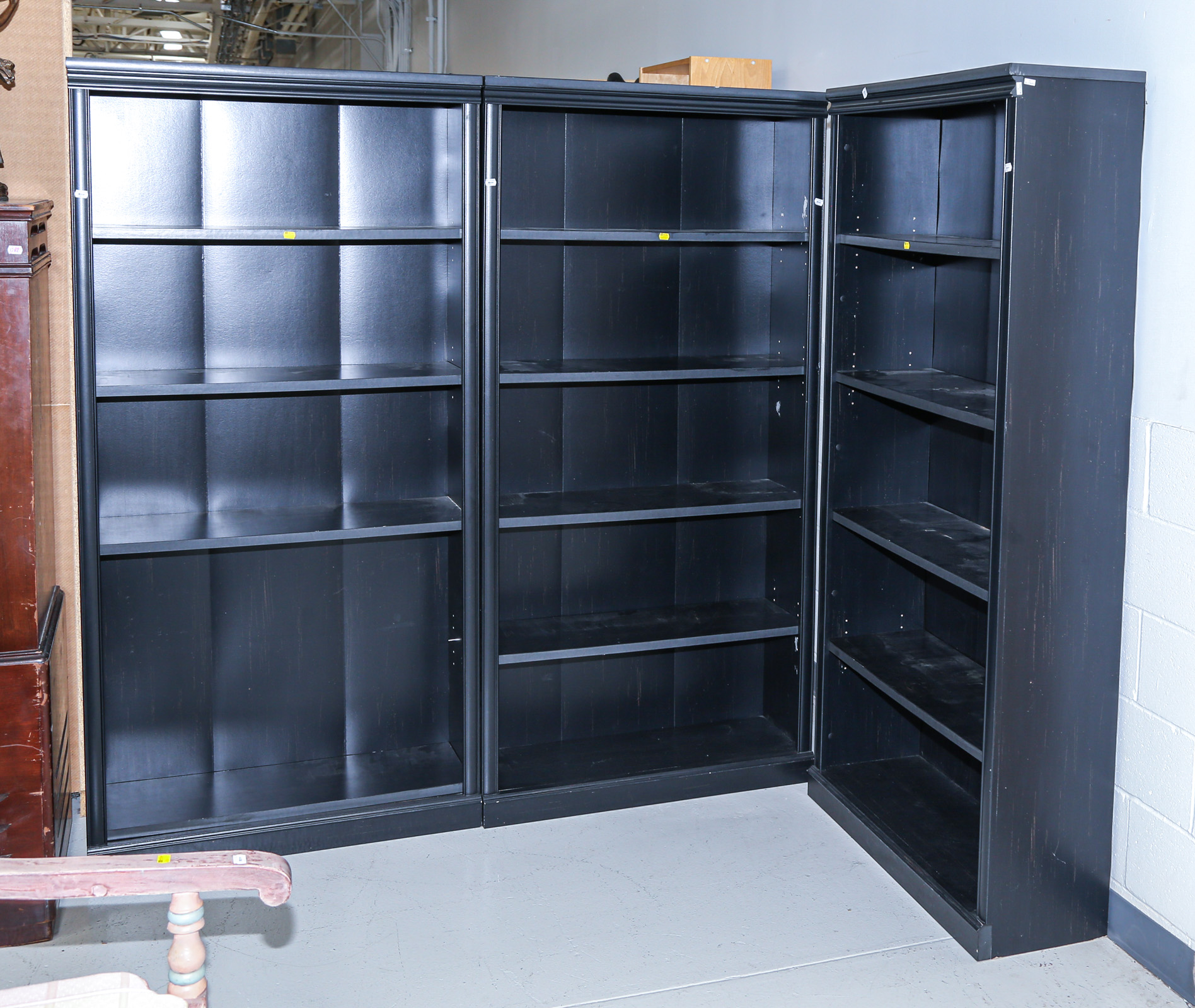 SET OF THREE BOOKCASES Modern; with