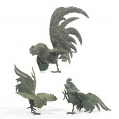 SET OF THREE BRONZE FIGHTING C