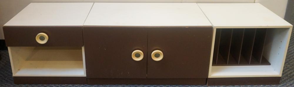 SET OF THREE BROWN AND WHITE