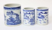 SET OF THREE CANTON BRUSH POTS