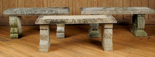 SET OF THREE CAST STONE GARDEN