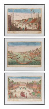 SET OF THREE CHINA TRADE HAND-