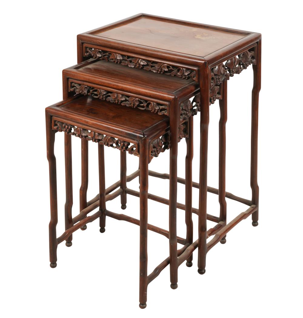 SET OF THREE CHINESE CARVED WOOD