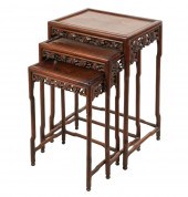 SET OF THREE CHINESE CARVED WO