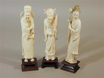 Set of three Chinese elephant ivory