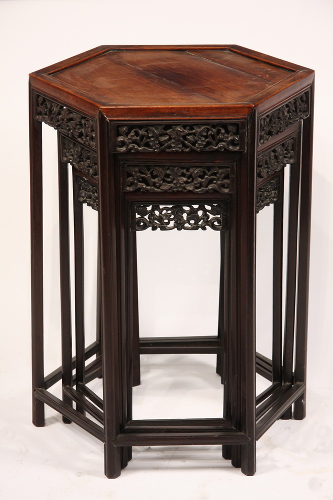 SET OF THREE CHINESE NESTING TABLES