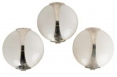 SET OF THREE CHROME AND WHITE