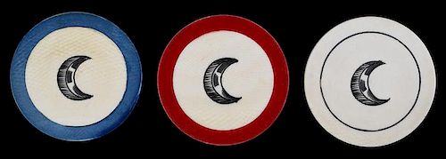 SET OF THREE CRESCENT SCRIMSHAWED