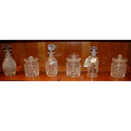 Set of Three Cut Glass Covered Jars