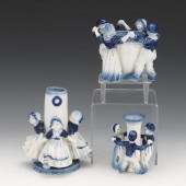 SET OF THREE DELFT FIGURAL VAS