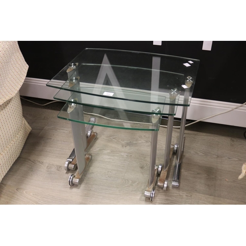 Set of three glass and chrome