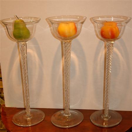 Set of Three Glass Candle Holders