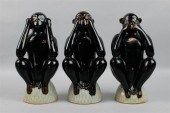 SET OF THREE GLAZED TERRACOTTA