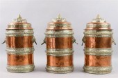 SET OF THREE HAMMERED COPPER A