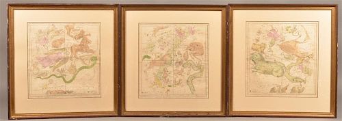 SET OF THREE HAND-COLORED CELESTIAL