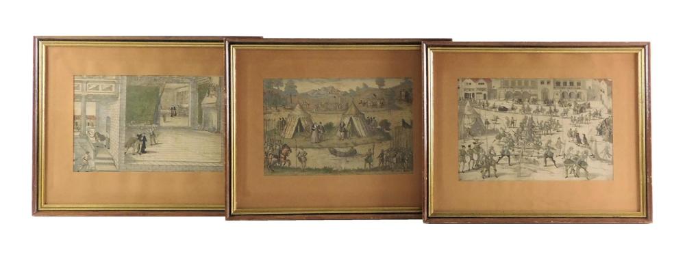 SET OF THREE HAND-COLORED