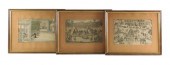 SET OF THREE HAND-COLORED ENGR