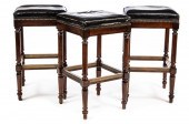 SET OF THREE MAHOGANY BAR STOO