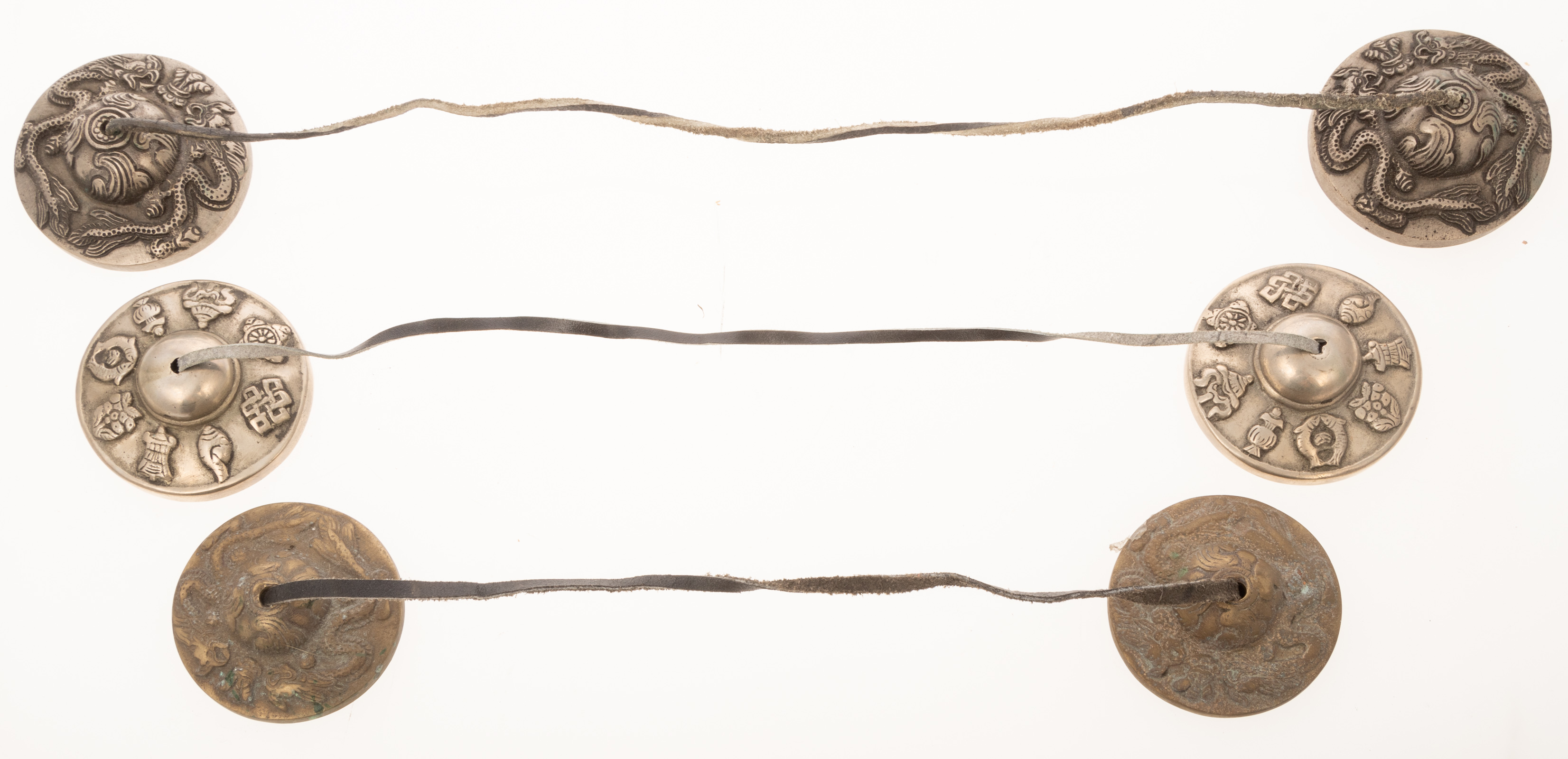 SET OF THREE METAL BUDDHA PRAYER