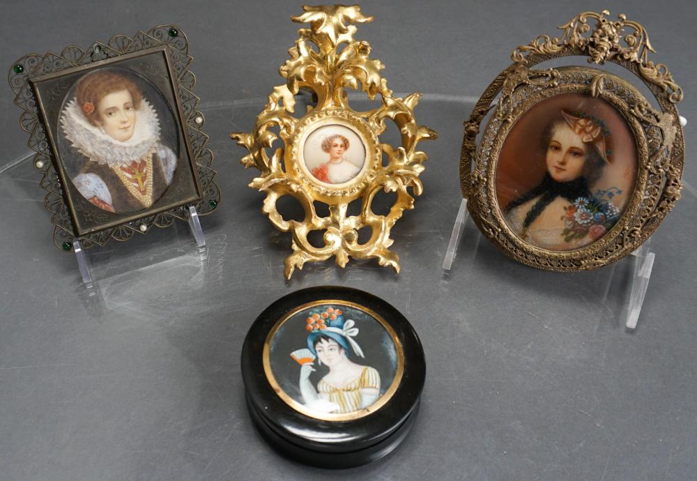 SET OF THREE MINIATURE PORTRAITS OF