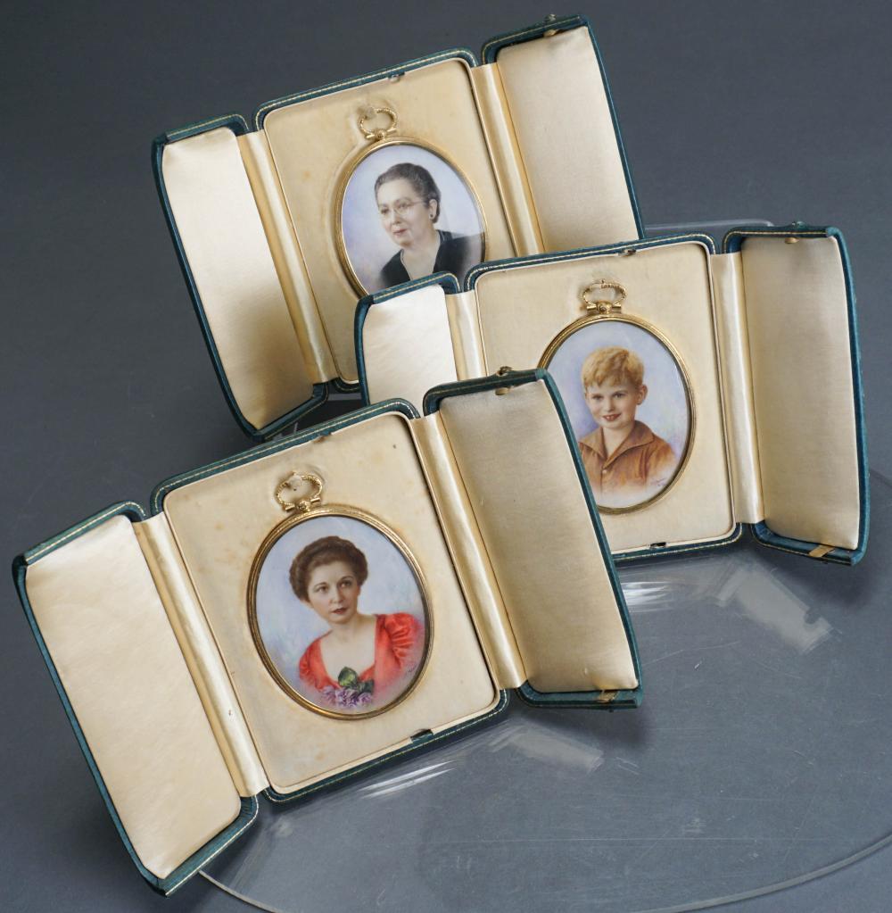 SET OF THREE MINIATURE PORTRAITS OF