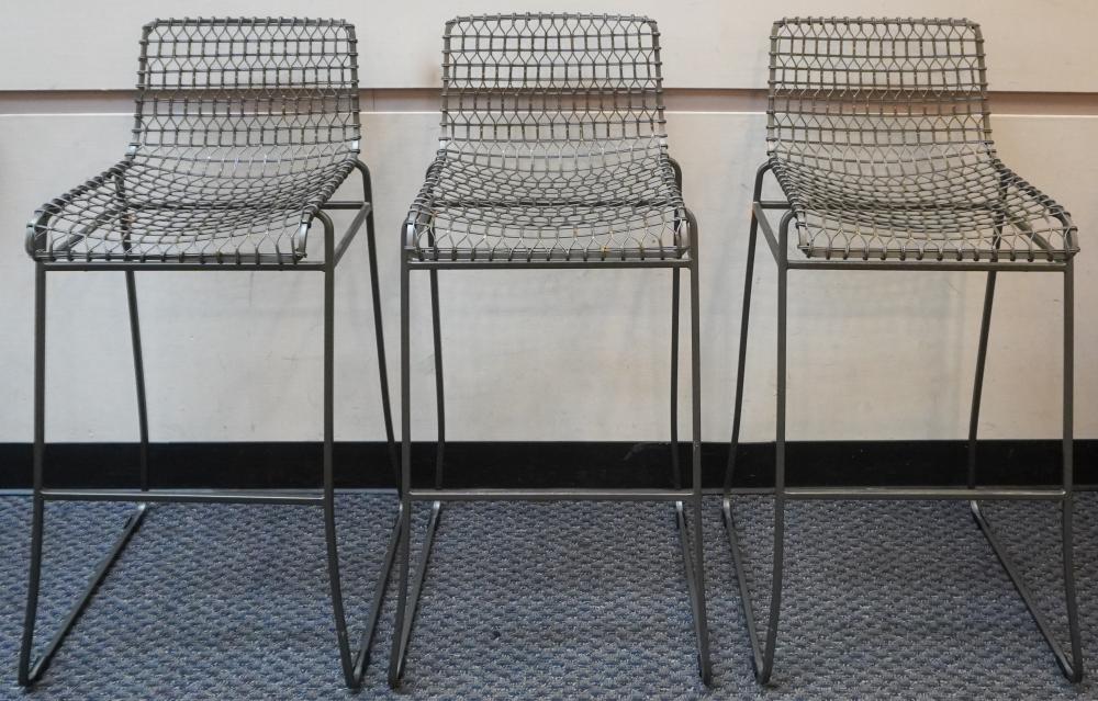 SET OF THREE MODERN BLACK PAINTED