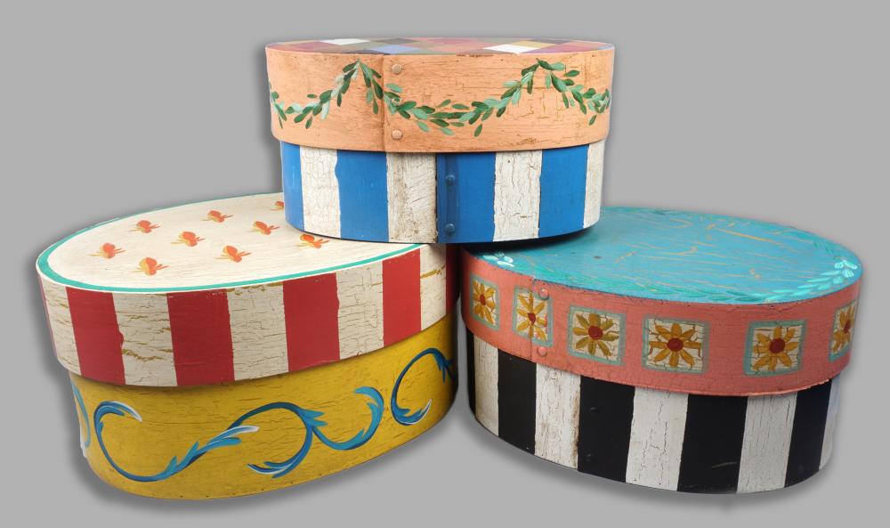 SET OF THREE MODERN PAINTED WOOD
