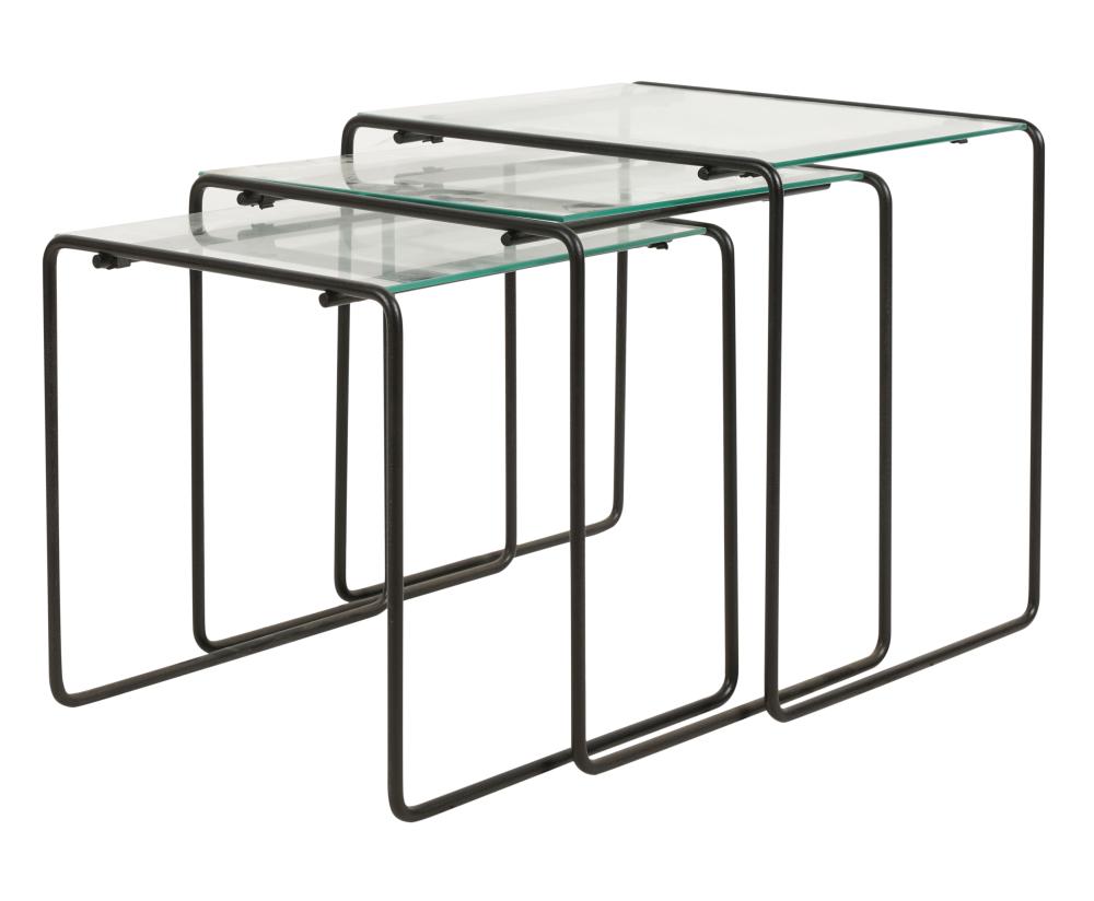 SET OF THREE MODERNIST GLASS AND