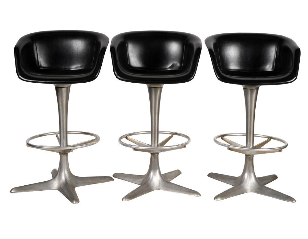 SET OF THREE MODERNIST SWIVEL BAR