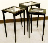 Set of three nested glass top