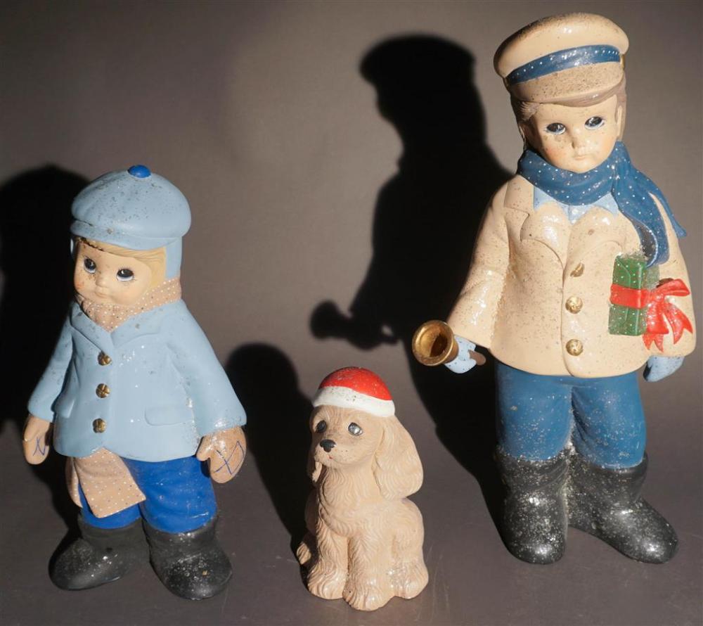 SET OF THREE POLYCHROME DECORATED