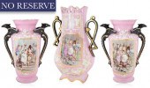 SET OF THREE PORCELAIN VASES,