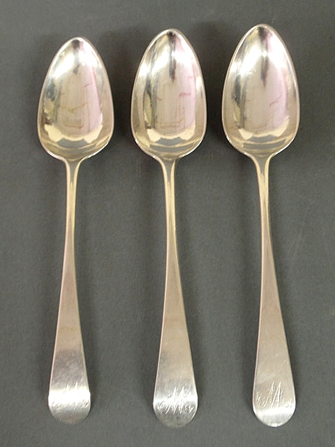 Set of three silver spoons
