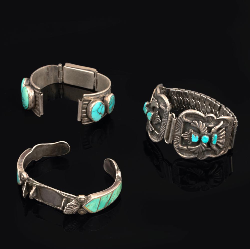 SET OF THREE SILVER ZUNI AND DINé