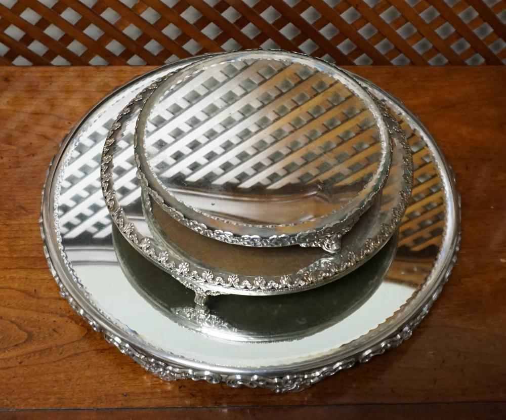 SET OF THREE SILVERPLATE TABLE
