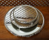 SET OF THREE SILVERPLATE TABLE