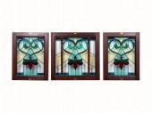 SET OF THREE, STAINED & LEADED