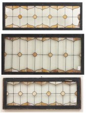 SET OF THREE STAINED AND LEADE